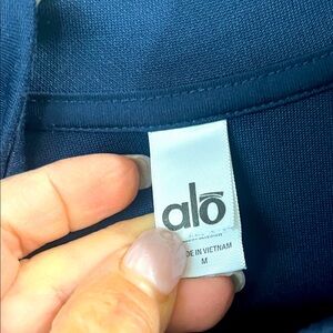 EUC ALO Yogo navy blue fold zip super soft sweatshirt, size medium